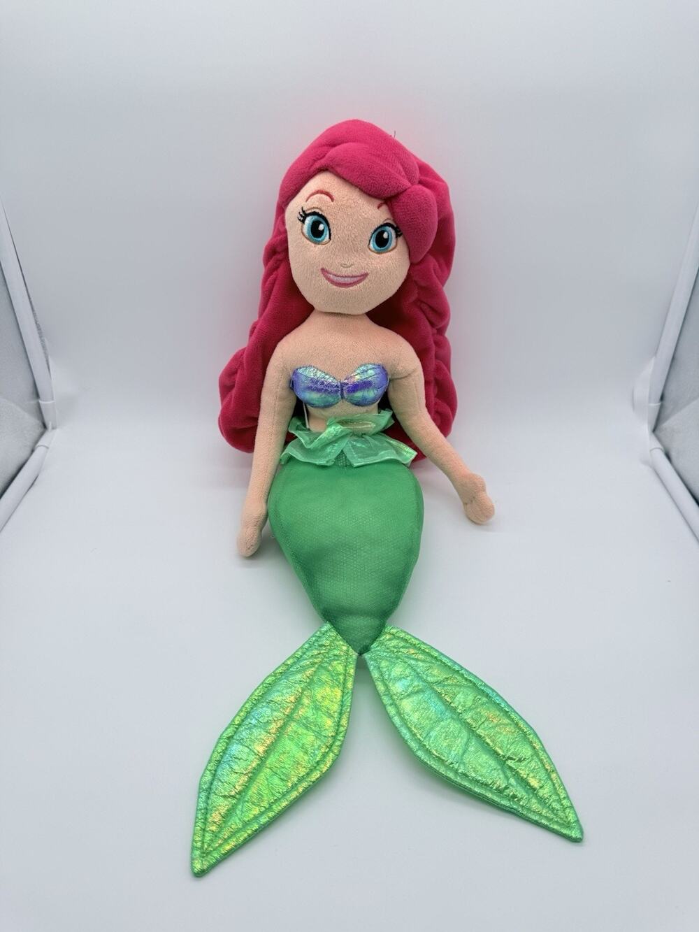Disney Ariel The Little Mermaid Plush Doll Red Hair Green Shimmer Tail 19"